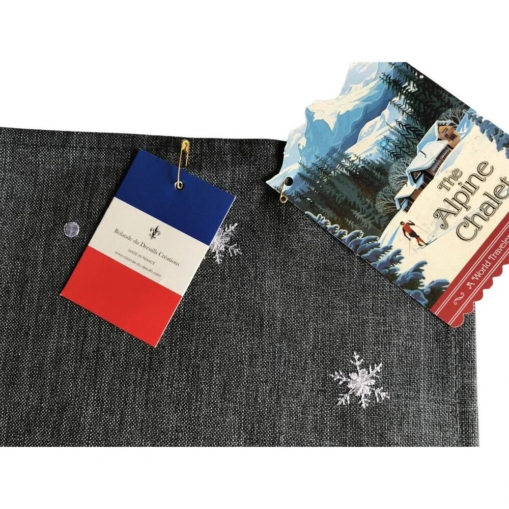 Rolande du Dreuilh Embroidered Placemats Set of 4 The Alpine Chalet Gray French